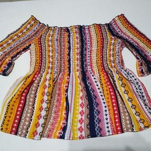 Liberty Love Off Shoulder Smocked Crop Top